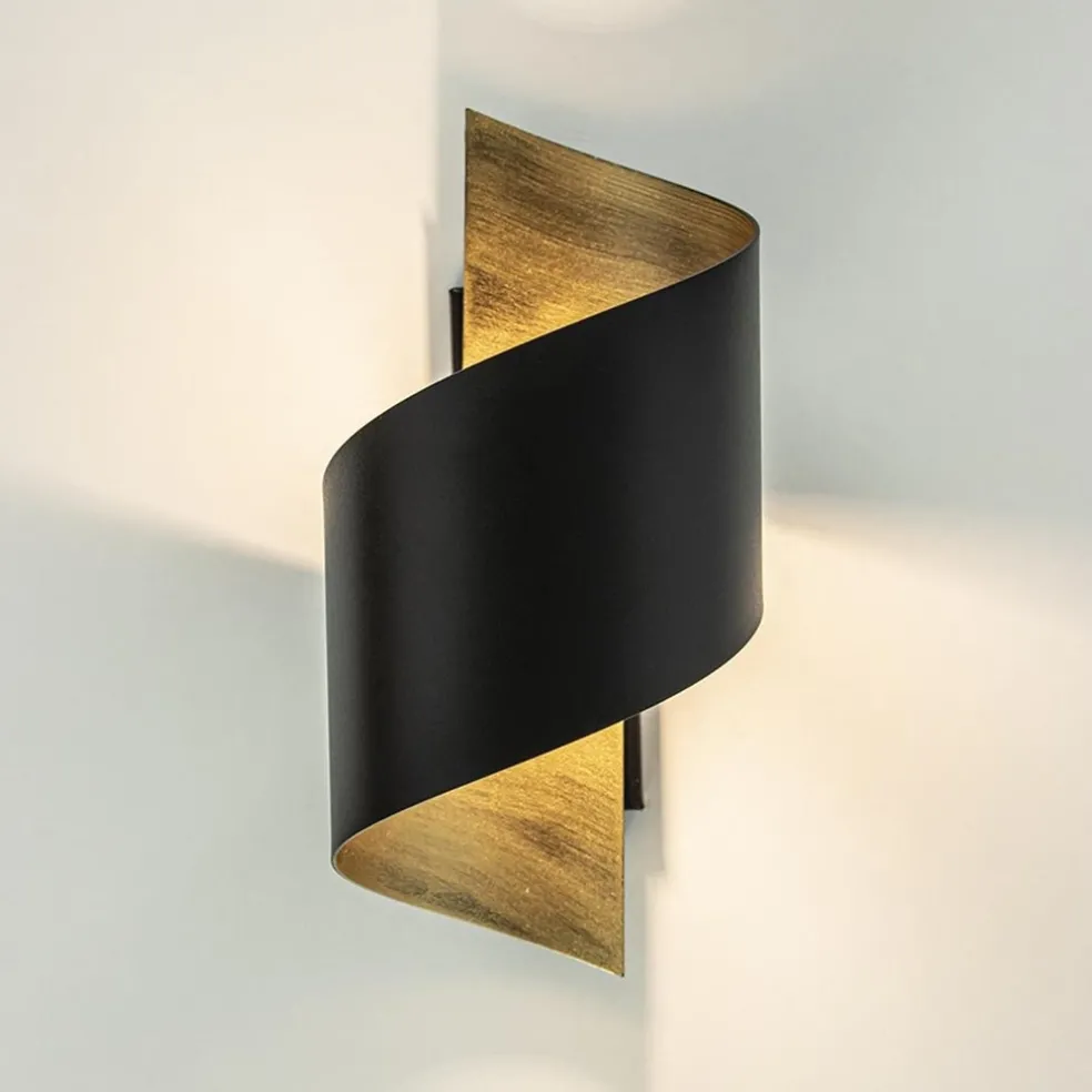 Sale Straluma Sierlijke wandlamp krul zwart met goud