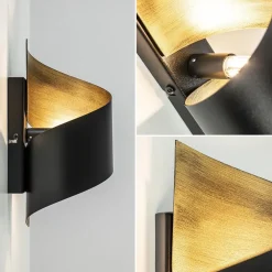 Sale Straluma Sierlijke wandlamp krul zwart met goud