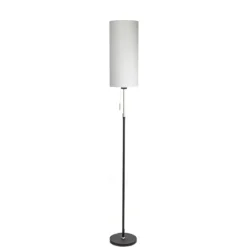 Clearance Straluma Smalle vloerlamp zwart-staal linnen kap