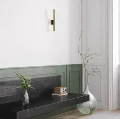 Cheap Straluma Smalle wandlamp cilinder zwart met solid brass