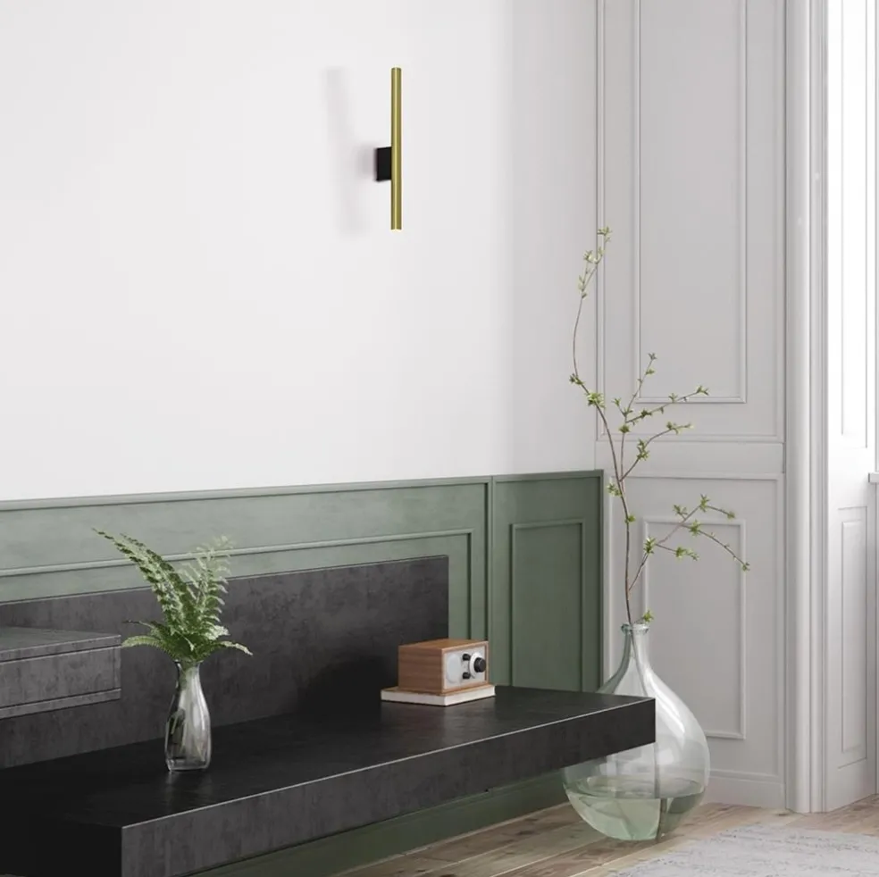 Cheap Straluma Smalle wandlamp cilinder zwart met solid brass