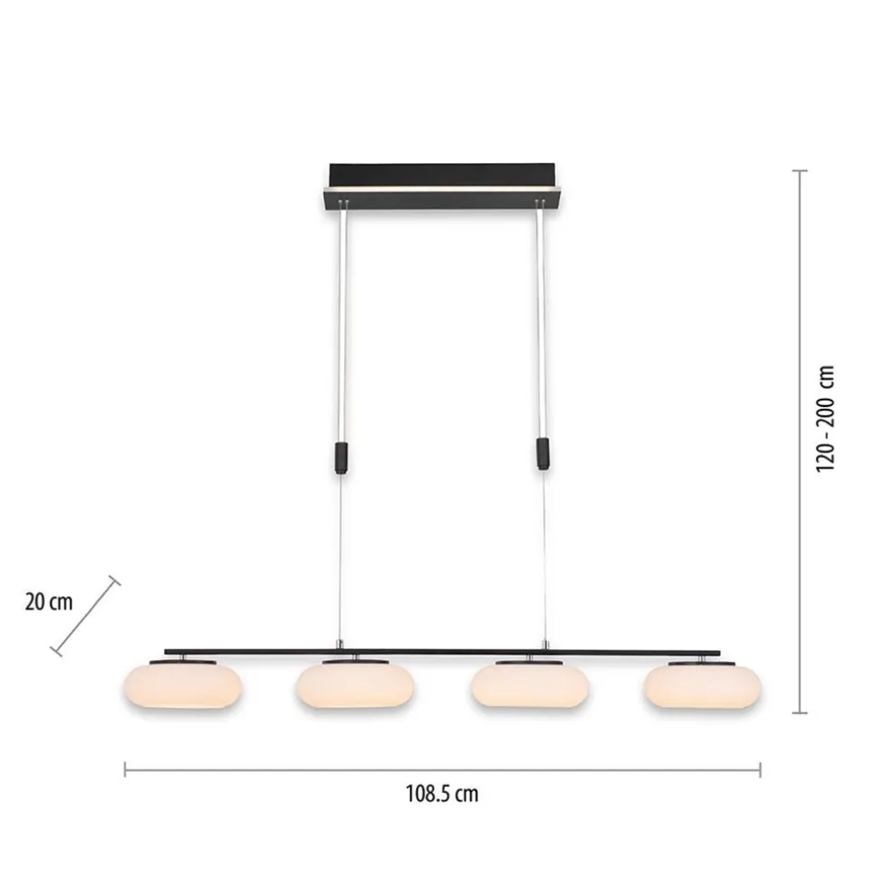 Flash Sale Straluma Smart eettafelhanglamp mat zwart met opaal glas