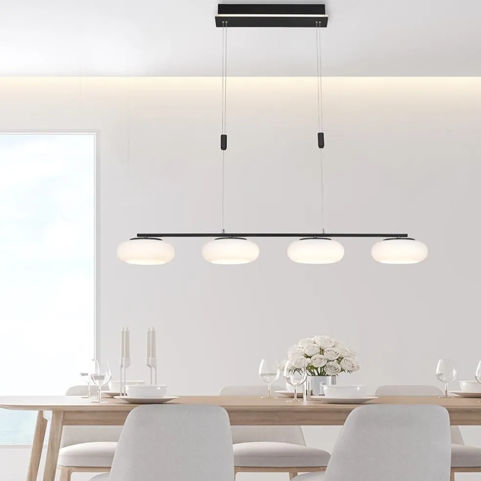 Flash Sale Straluma Smart eettafelhanglamp mat zwart met opaal glas