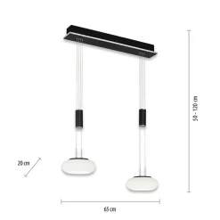 Fashion Straluma Smart hanglamp 2-lichts mat zwart met opaal glas dimbaar