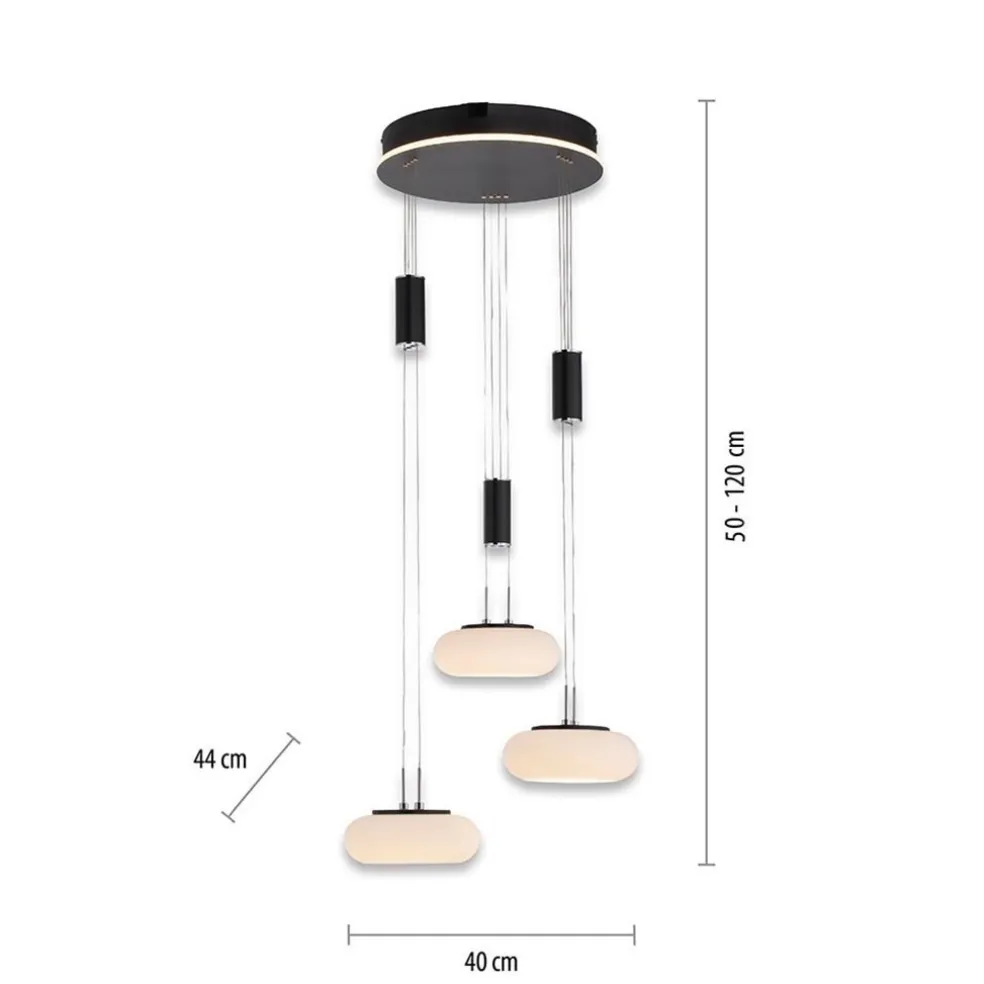 Best Sale Straluma Smart hanglamp rond 3-lichts dimbaar zwart/opaal