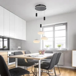 Best Sale Straluma Smart hanglamp rond 3-lichts dimbaar zwart/opaal