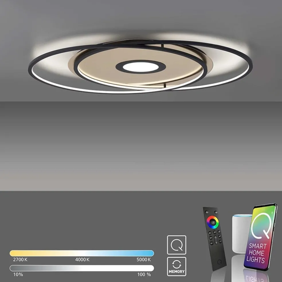 Store Straluma Smart plafondlamp goud met zwart dimbaar