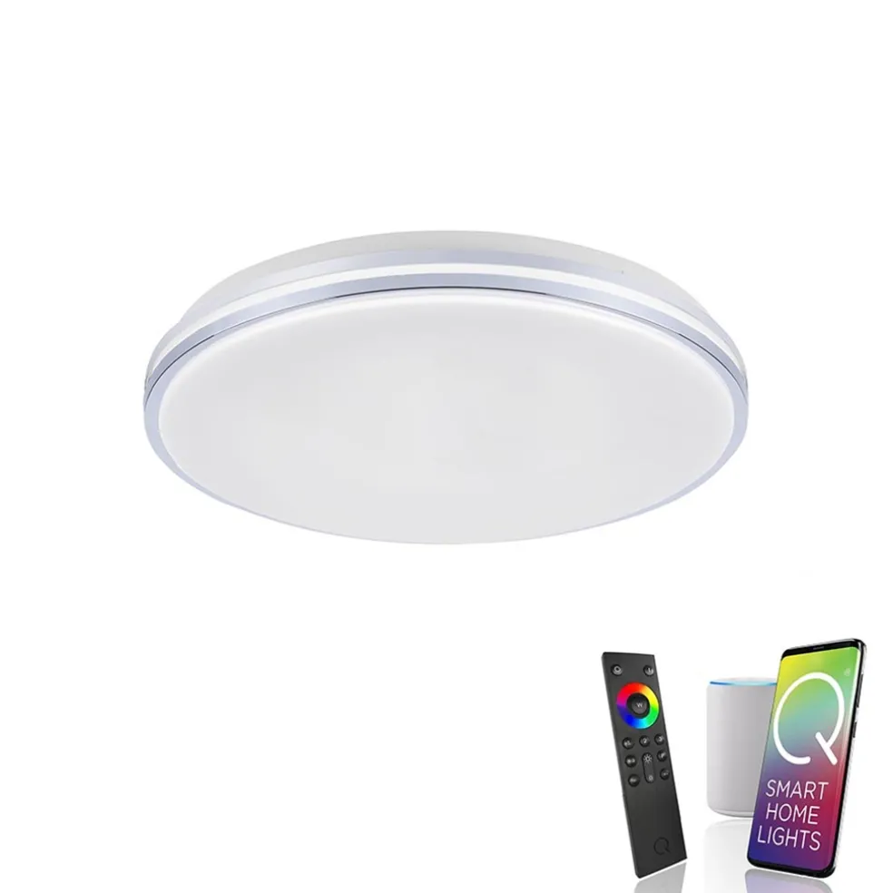 Online Straluma Smart plafondlamp wit met chroom IP44