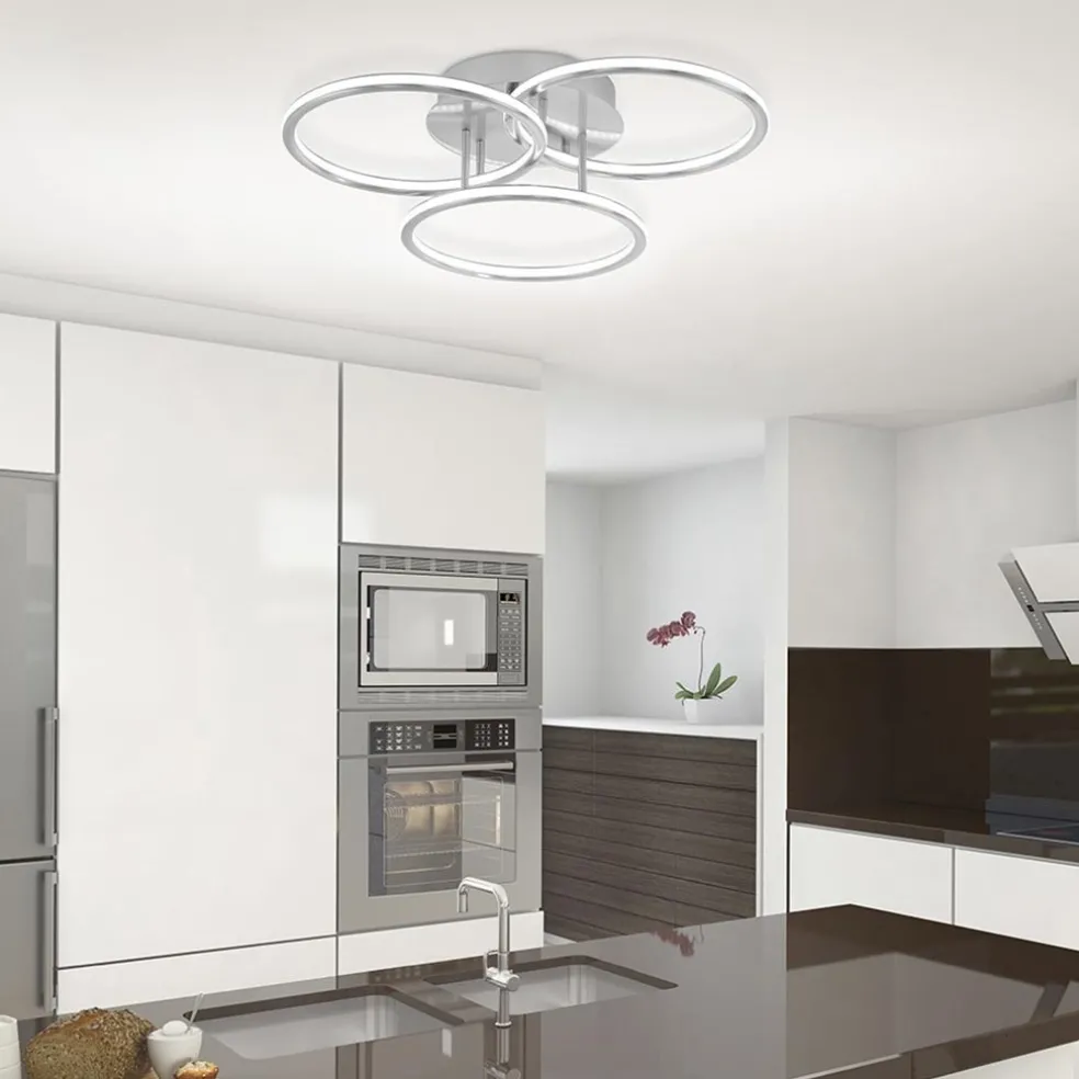 Cheap Straluma Smart plafondlamp 3x ringen nikkel inclusief LED