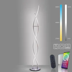 Best Straluma Smart vloerlamp spiraal 2-lichts nikkel