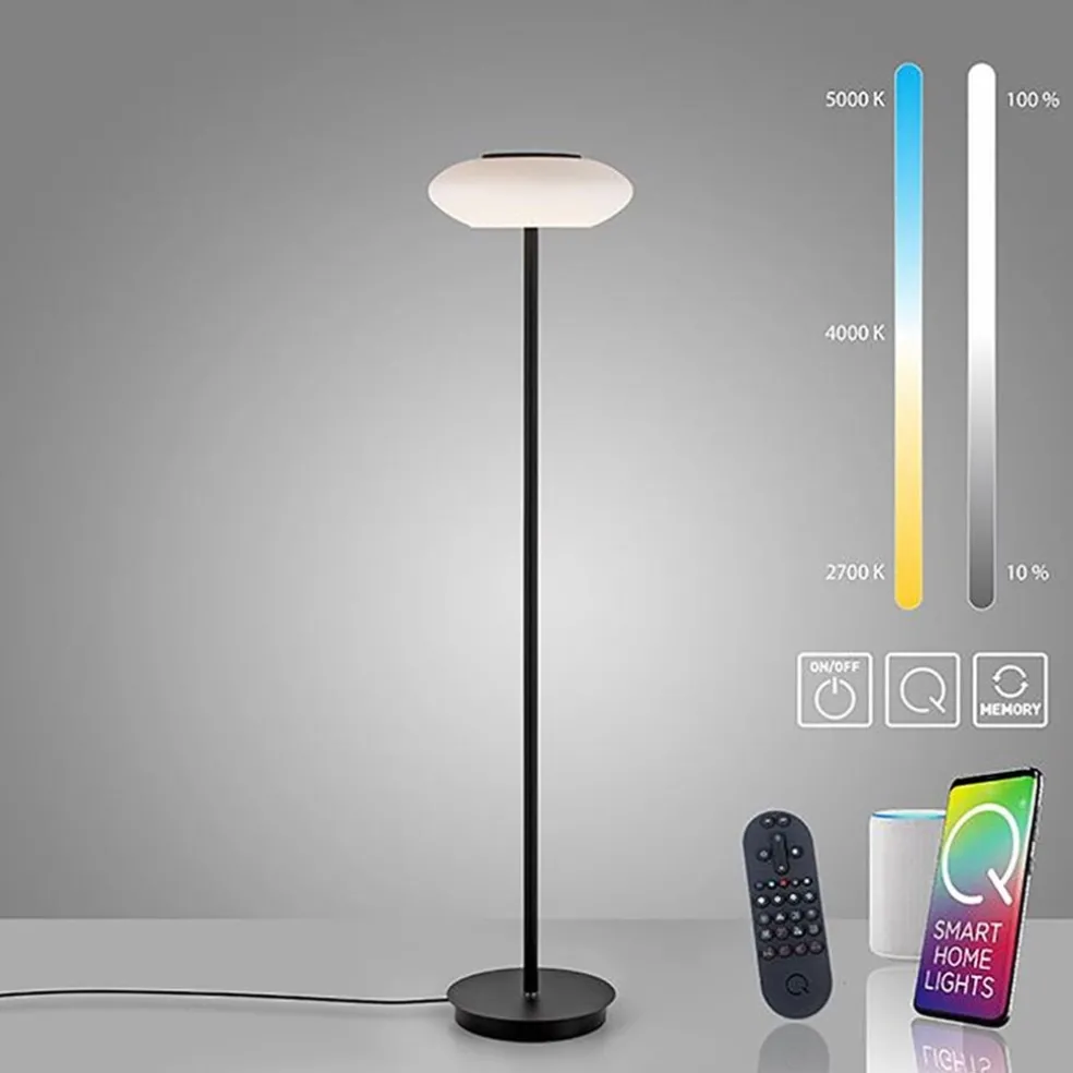 Cheap Straluma Smart vloerlamp zwart met wit glas dimbaar