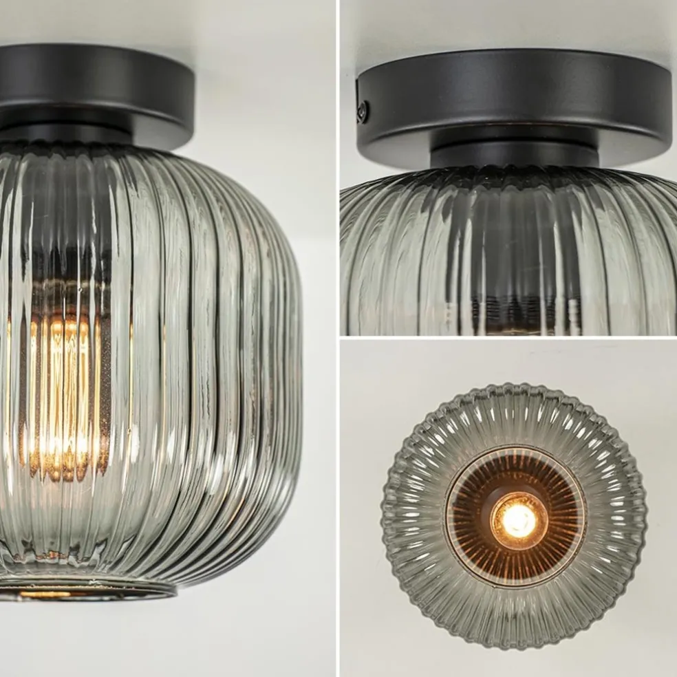 Online Straluma Smoke glazen plafondlamp met zwarte bevestiging