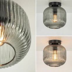 Online Straluma Smoke glazen plafondlamp met zwarte bevestiging