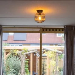 Online Straluma Smoke glazen plafondlamp met zwarte bevestiging