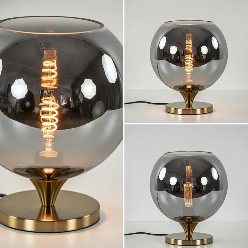 Best Sale Straluma Smoke glazen tafellamp met gouden voet