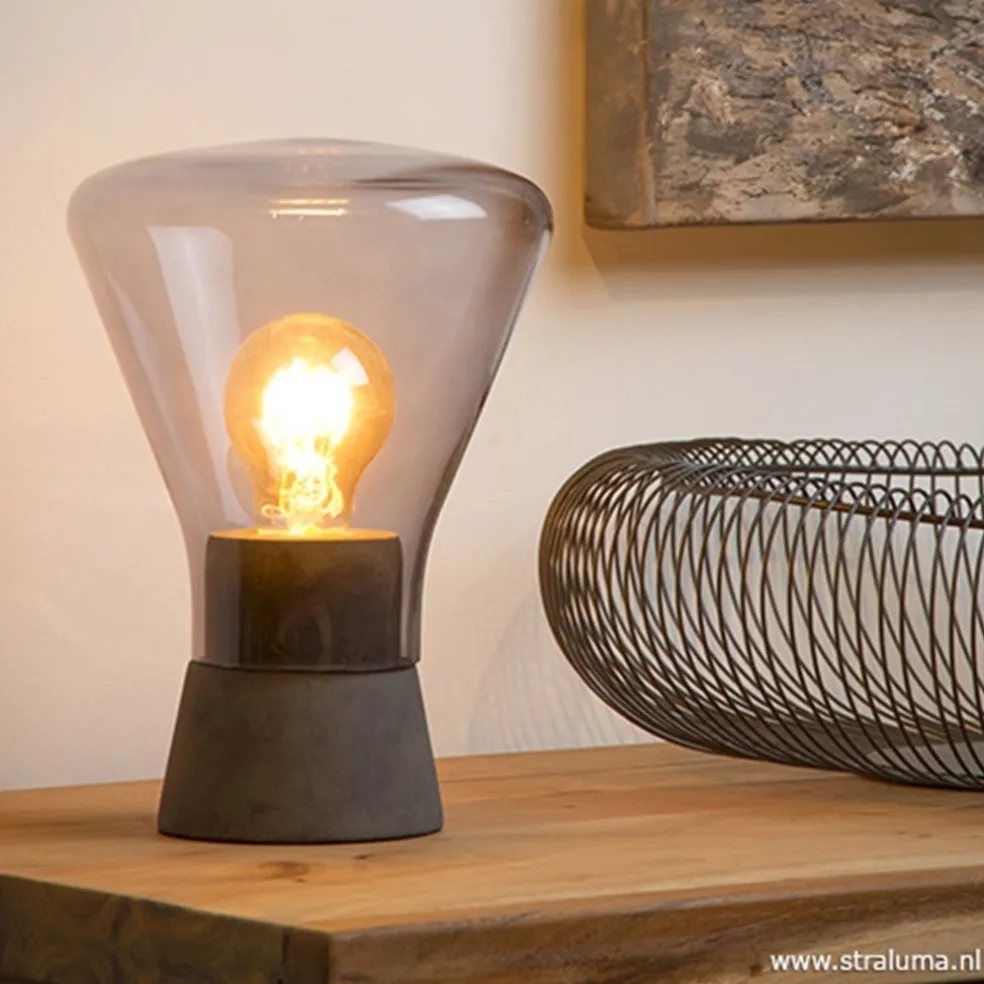 Cheap Straluma Smoke glazen tafellamp met betonnen voet