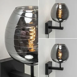 Clearance Straluma Smoke glazen wandlamp met zwart inclusief snoer