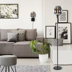 Clearance Straluma Smoke glazen wandlamp met zwart inclusief snoer