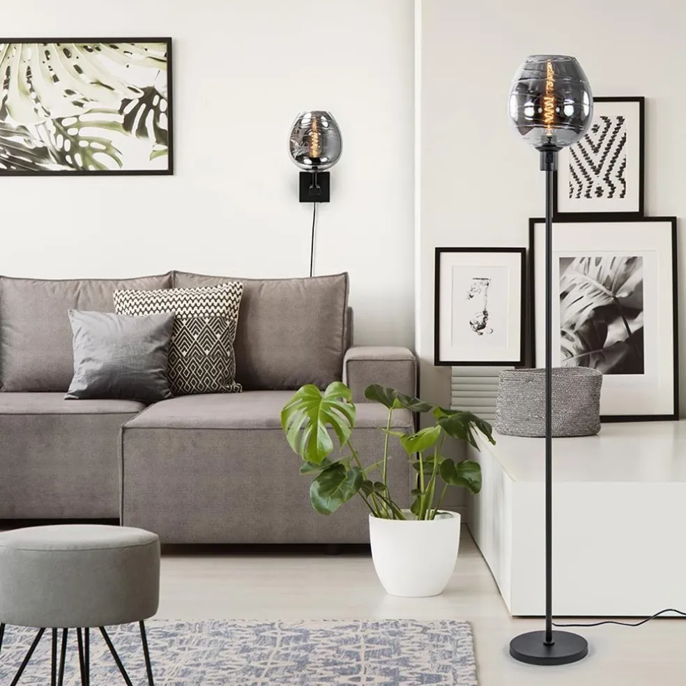Clearance Straluma Smoke glazen wandlamp met zwart inclusief snoer