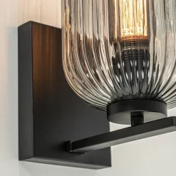 Flash Sale Straluma Smoke glazen wandlamp met zwarte bevestiging