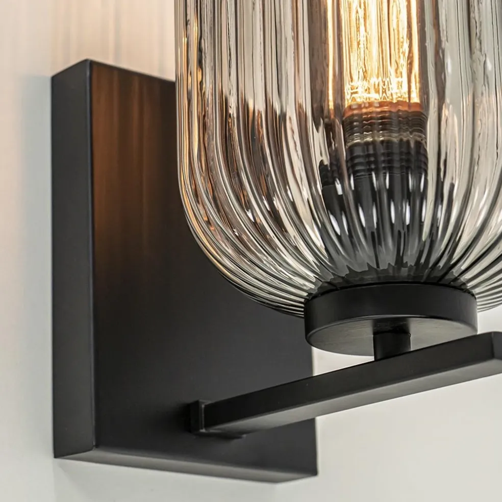 Flash Sale Straluma Smoke glazen wandlamp met zwarte bevestiging