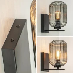 Flash Sale Straluma Smoke glazen wandlamp met zwarte bevestiging