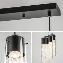 Flash Sale Straluma Speelse hanglamp zwart met helder glas 3-lichts