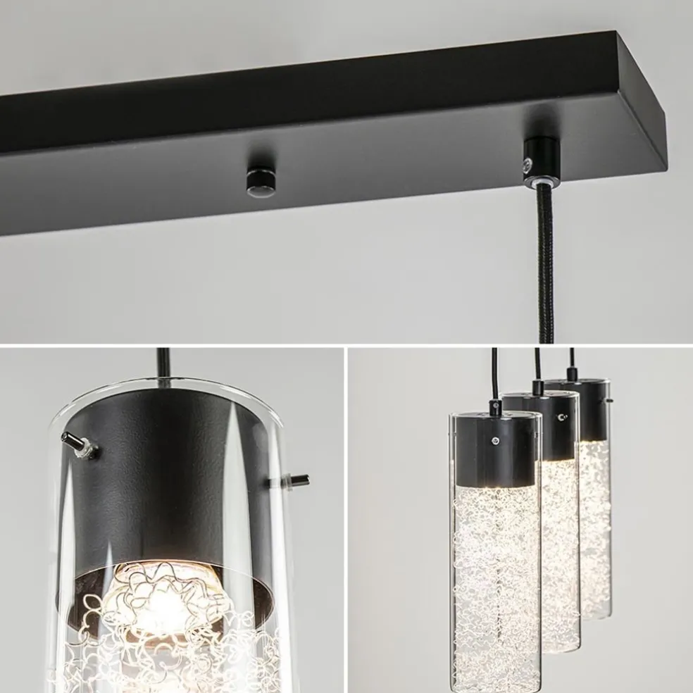 Flash Sale Straluma Speelse hanglamp zwart met helder glas 3-lichts