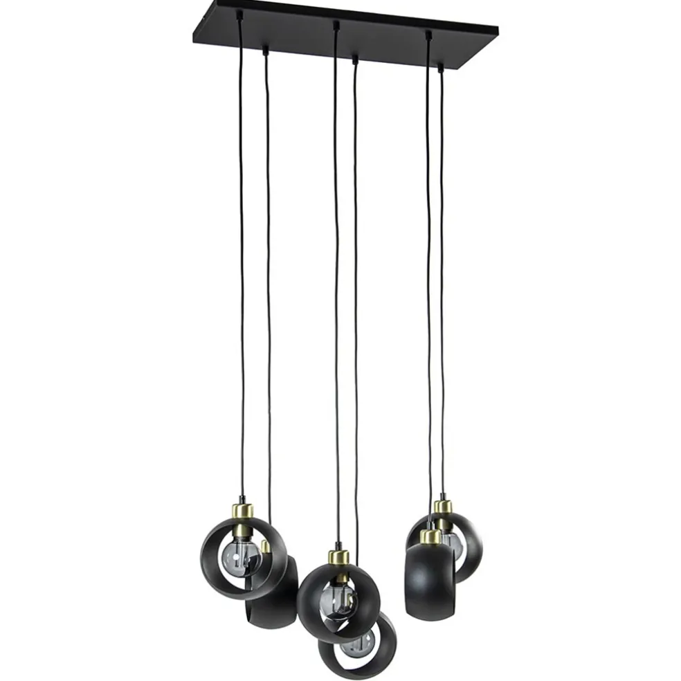 New Straluma Speelse 6-lichts hanglamp zwart met goud