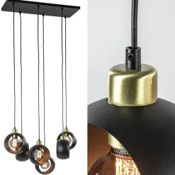 New Straluma Speelse 6-lichts hanglamp zwart met goud