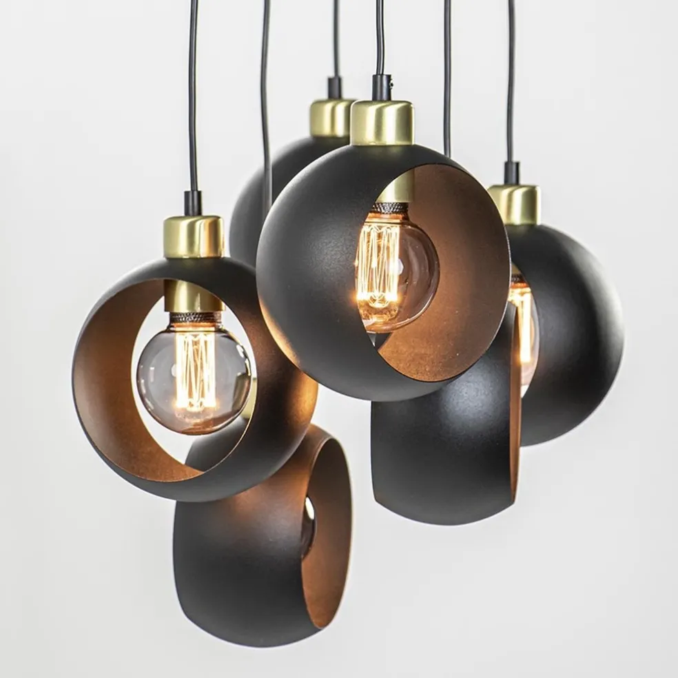 New Straluma Speelse 6-lichts hanglamp zwart met goud