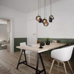 New Straluma Speelse 6-lichts hanglamp zwart met goud