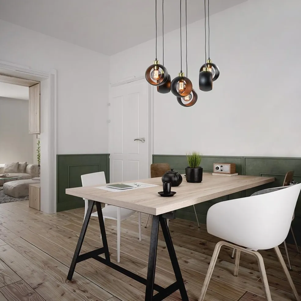 New Straluma Speelse 6-lichts hanglamp zwart met goud