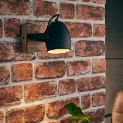 Fashion Straluma Spot 1-lichts zwart met hout