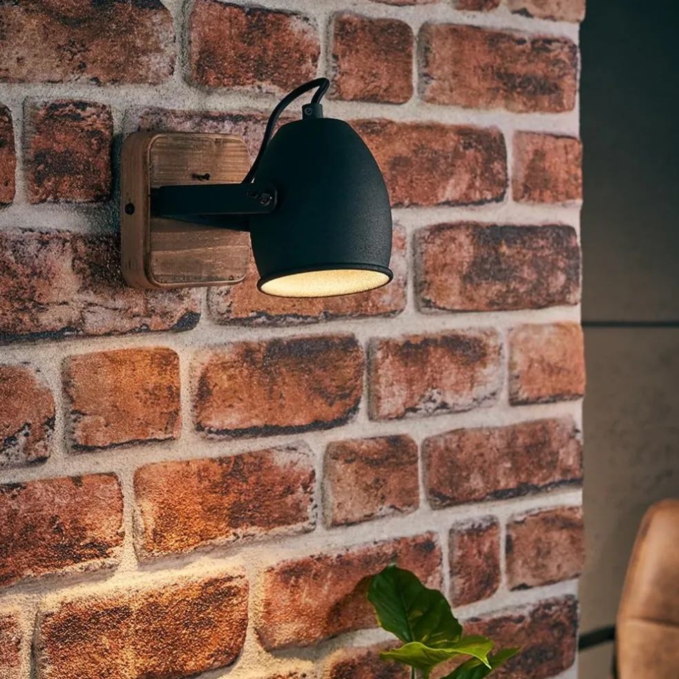 Fashion Straluma Spot 1-lichts zwart met hout