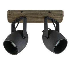 Fashion Straluma Spot 2-lichts zwart met hout