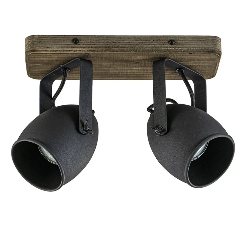 Fashion Straluma Spot 2-lichts zwart met hout