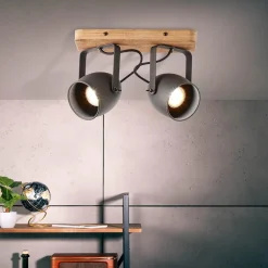 Fashion Straluma Spot 2-lichts zwart met hout