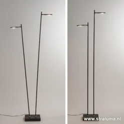 Best Sale Straluma Staande 2-lichts leeslamp zwart 2xpushdimmer