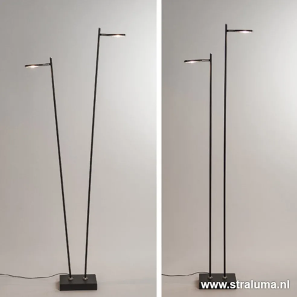 Best Sale Straluma Staande 2-lichts leeslamp zwart 2xpushdimmer