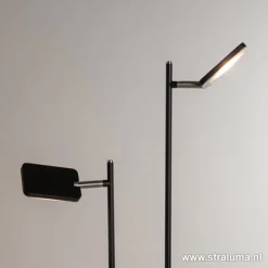 Best Sale Straluma Staande 2-lichts leeslamp zwart 2xpushdimmer