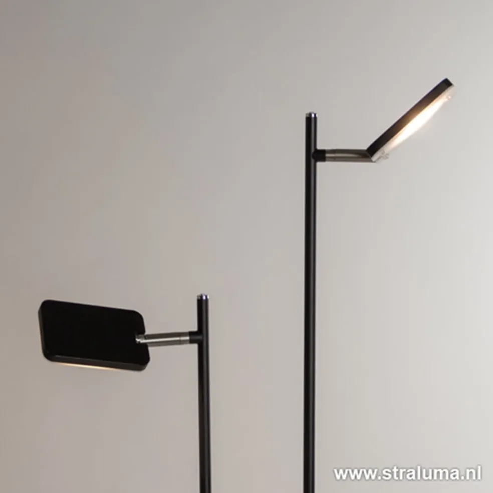 Best Sale Straluma Staande 2-lichts leeslamp zwart 2xpushdimmer