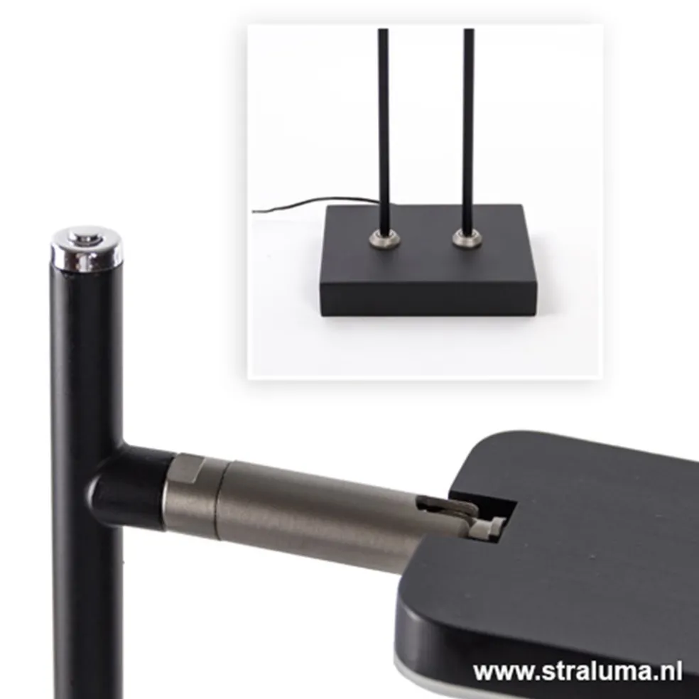 Best Sale Straluma Staande 2-lichts leeslamp zwart 2xpushdimmer