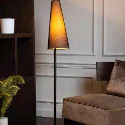Clearance Straluma Staande schemerlamp mat zwart met linnen kap