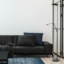Store Straluma Staande uplighter+leesarm zwart dim.cct