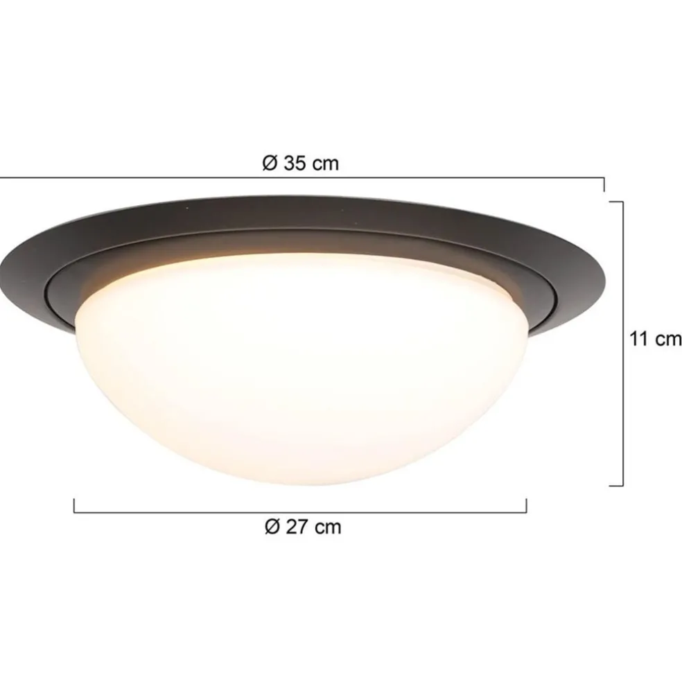 Flash Sale Straluma 3-Standen dimbare LED plafondlamp zwart met wit glas IP44