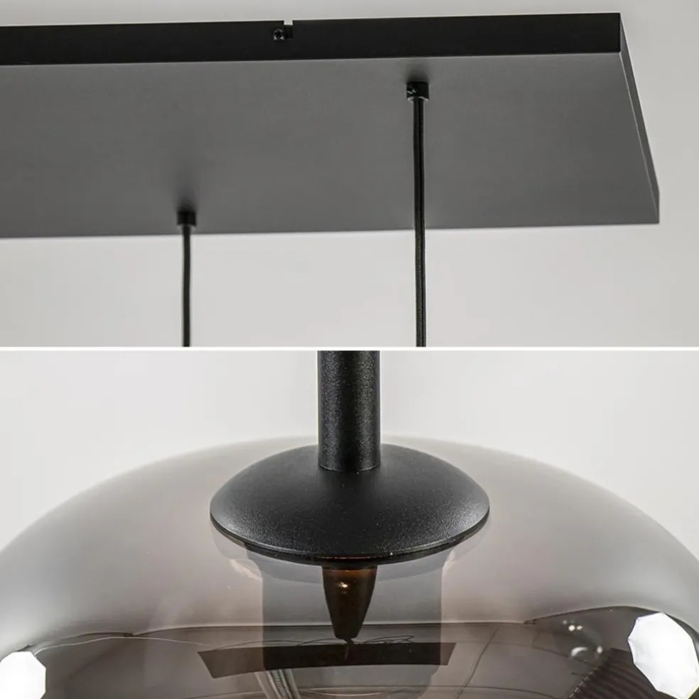 Fashion Straluma Stijlvolle 6-lichts hanglamp zwart met gradiënt smoke glas