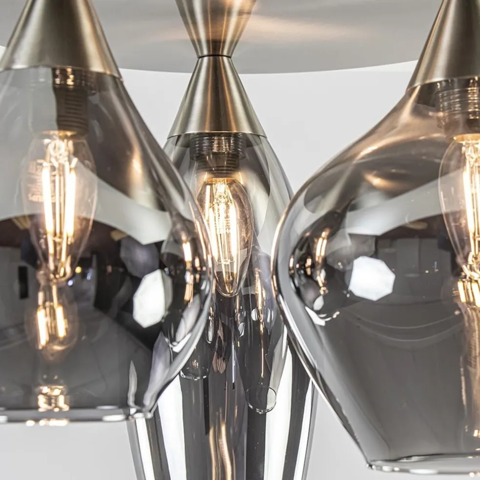 Clearance Straluma Stijlvolle plafondlamp nikkel mat met smoke glas