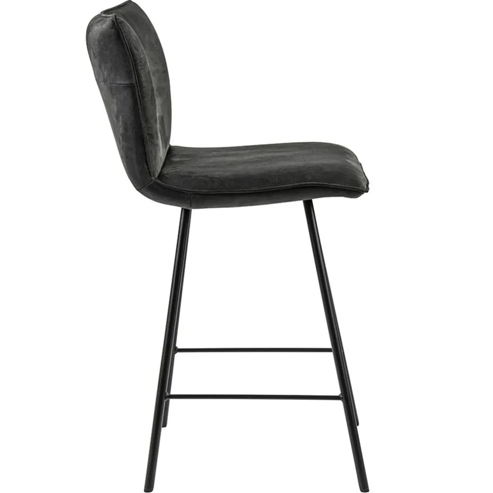 Clearance Straluma Stoere barkruk met bull lederen zitting antraciet
