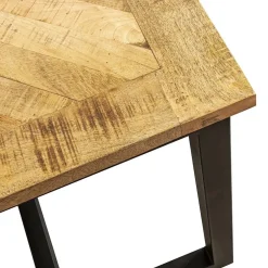 Cheap Straluma Stoere eettafel mangohout met visgraat en zwarte poot